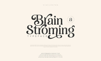 Elegant Font Uppercase Lowercase Number And Ampersand. Classic Lettering Minimal Fashion Designs. Typography modern serif fonts regular decorative vintage concept. vector illustration

