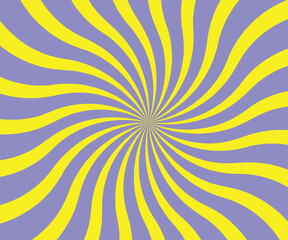 Psychedelic Yellow and Lavender Sunburst Swirl Background | Groovy Retro Pop Art Radial Pattern