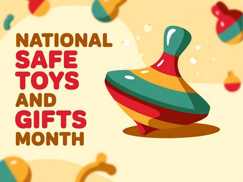 Celebrating national safe toys and gifts month with a classic spinning top toy illustration