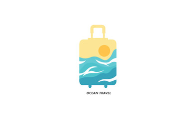Ocean suitcase travel logo template