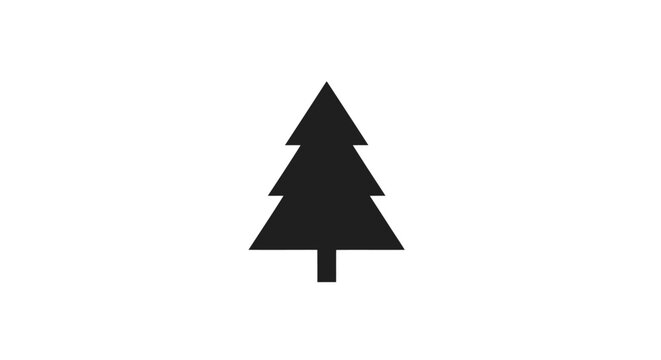 A simple black silhouette icon of a stylized evergreen pine or fir tree.