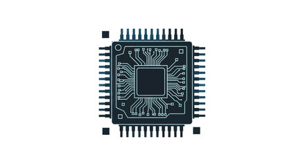Detailed Microprocessor Chip with Intricate Circuitry and Pins.