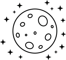 Hand drawn moon with stars vector illustration scalable eps icon celestial space art