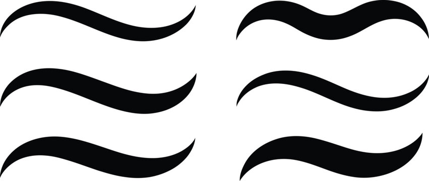 Wavy lines graphic elements black vector tilde design set collection