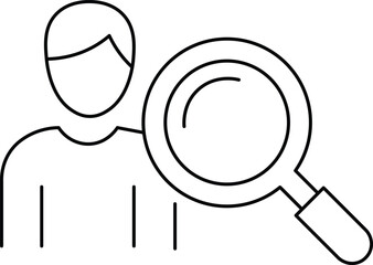 Person silhouette with magnifying glass icon for search and analysis vector