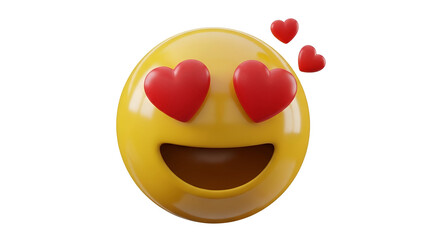 Fototapeta premium Yellow emoji with heart eyes and open mouth emoticon