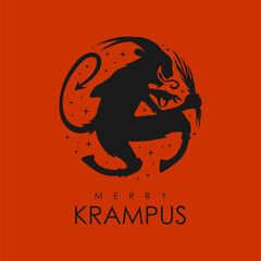 vector merry krampus poster template