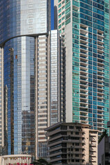 Panama City, Panama – 01.06.2019: Close-Up View of Modern High-Rise Facades in the Financial District