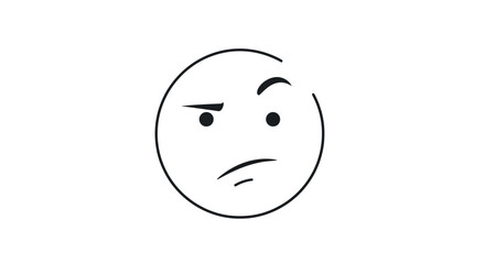 Fototapeta premium Simple Cartoon Face with Questioning and Skeptical Expression.