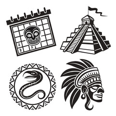 Mayan art icons calendar pyramid snake headdress mayan civilization