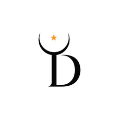 Abstract YD DY Moon Star Icon Design with a Sleek Appearance