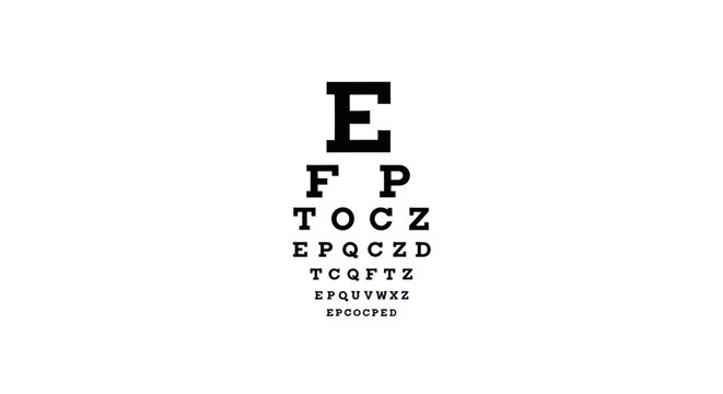Eye Chart with Letters for Vision Testing and Eye Examination.