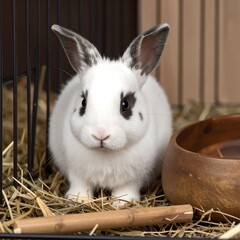 White rabbit in a cage