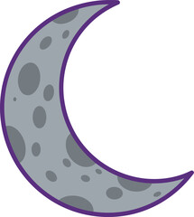 Scalable vector illustration of a crescent moon with craters for graphic design projects