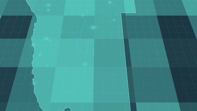 Futuristic Holographic Map of Namibia &ndash; Digital Polygon Territory Visualization on 3D Grid, Communication 