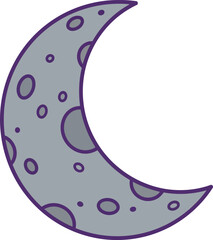Crescent moon vector illustration scalable eps icon for night sky and celestial design