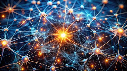 Fototapeta premium Stunning neural network visualization for science, medicine, or technology concepts, capturing the energy of connections and innovation for groundbreaking research