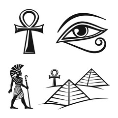 Black Egyptian symbols ankh eye of horus pyramids warrior