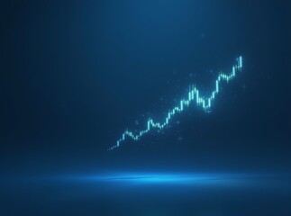 Vibrant glowing financial line chart depicting upward market trend and economic growth on a deep blue digital background, symbolizing successful investment and data visualization for future prosperity