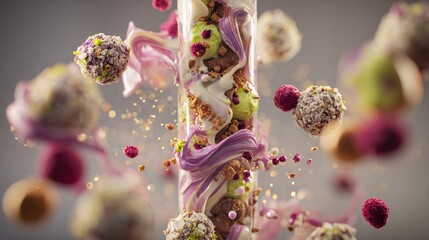 Whirling Dessert Tower with Pistachio and Berry Truffles