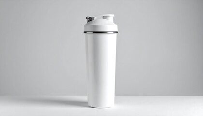 White shaker bottle on a plain background