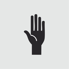 Obraz premium Black hand icon with open palm on neutral background for various concepts
