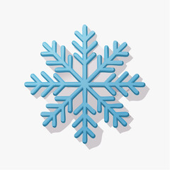 Blue snowflake illustration on white background for winter and holiday designs
