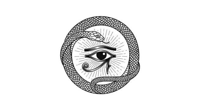 The ancient Egyptian symbol of Wadjet an eye with a coiled snake representing protection and power.