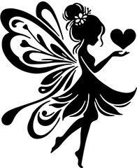 vector illustration of a fairy wings with heart