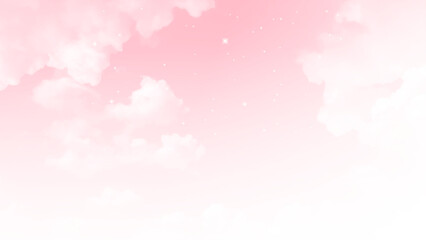banner beautiful cumulus clouds in pink sky, natural background, wallpaper