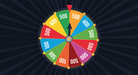 Spinning wheel game with numbers for entertainment and chance.