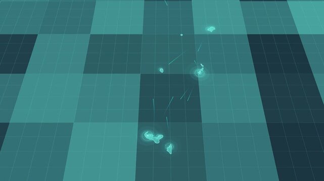 Futuristic Holographic Map of Tonga &ndash; Digital Polygon Territory Visualization on 3D Grid, Communication 