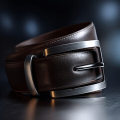 Elegant brown leather belt with stylish buckle, perfect for fashion editorials or showcasing quality craftsmanship in accessories marketing campaigns