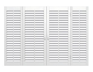 White window shutters.  Simple, rectangular design