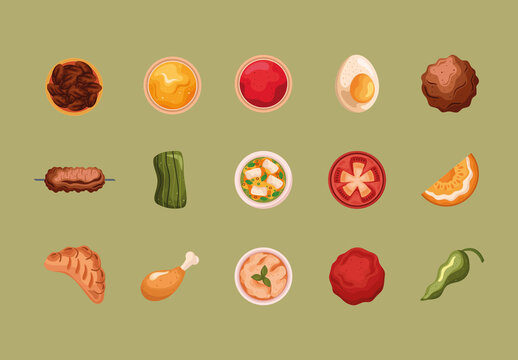 Traditional Islamic Food Illustration Set