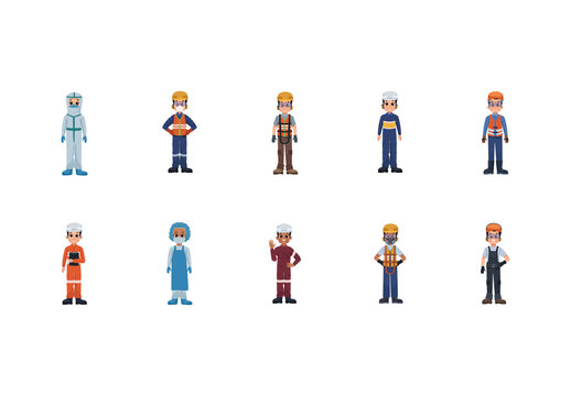 Colorful Worker Safety Equipment People Illustrations Set