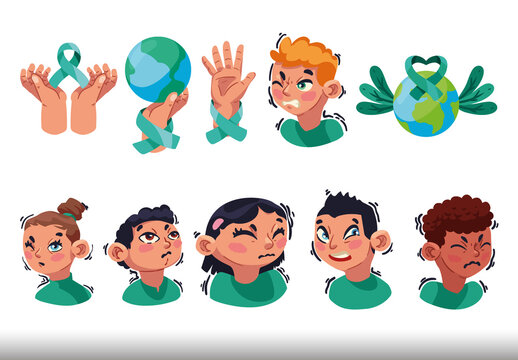 Colorful Tourette Syndrome Awareness Illustrations Set