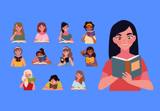 Reading Student Illustration Set