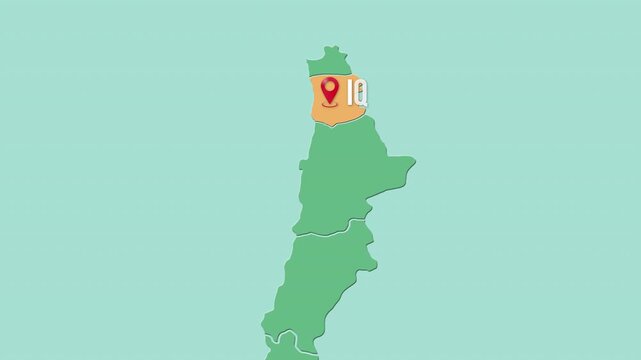 Mapa de Chile con divisi&oacute;n pol&iacute;tica resaltando la regi&oacute;n Tarapac&aacute; con su capital Iquique