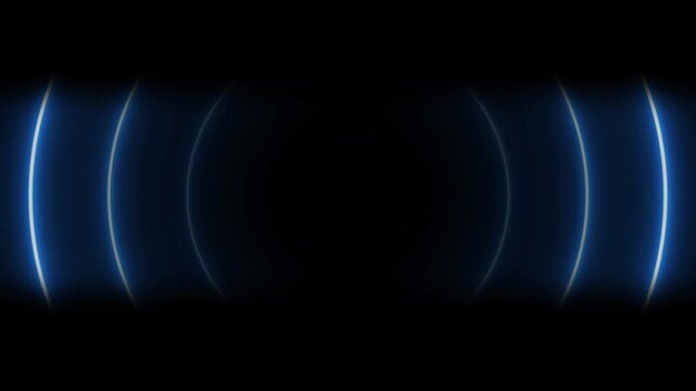 Glowing neon circle radio wave icon background video. Technology radio station voice signal 4k animation.
