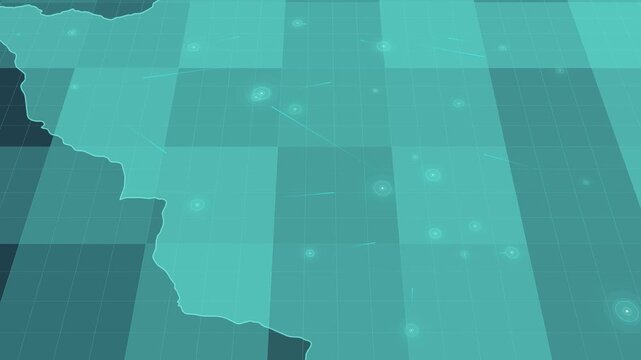 Futuristic Holographic Map of Zimbabwe &ndash; Digital Polygon Territory Visualization on 3D Grid, Communication 