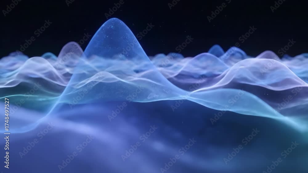 Wall mural seamlessly looping video of ethereal glowing abstract forms gently morphing and shifting like misty 