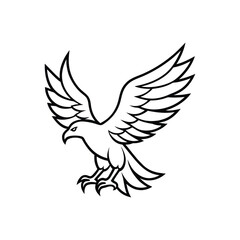 Eagle With Spread Wings And Sharp Beak Silhouette