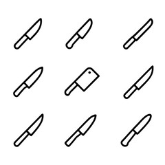 set of outline icons knives vector on a white background
set of 9 line icons, vector, on a white background
