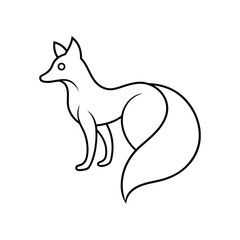 Fox With Curled Tail And Continuous Line Design Illustration