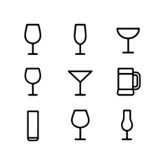 set of outline icons drink glasses vector on a white background
set of 9 line icons, vector, on a white background