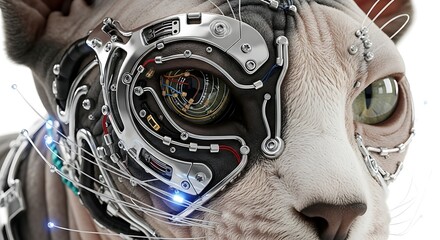 Futuristic Feline A Hairless Cat Embraces Technology