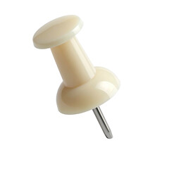 Close-up of an isolated off-white pushpin with a shiny, metallic pin against black