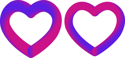Two vibrant gradient hearts in purple and pink symbolizing love and connection