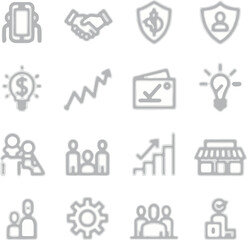 Business and management icon set. Icons for leadership, teamwork
